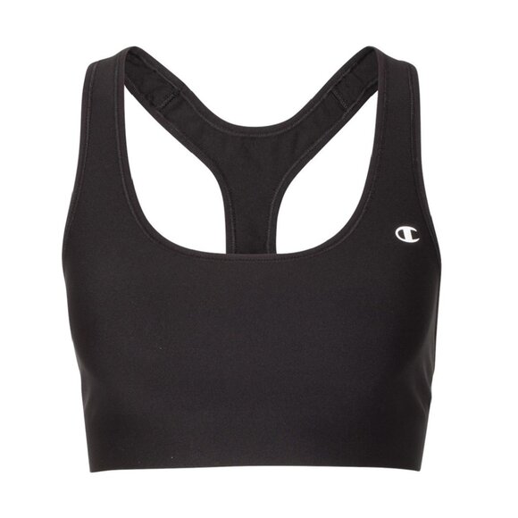 NEW Champion Racerback Crop Athlete Sport Bra Medium Impact Solid Reflective Top - Picture 1 of 3